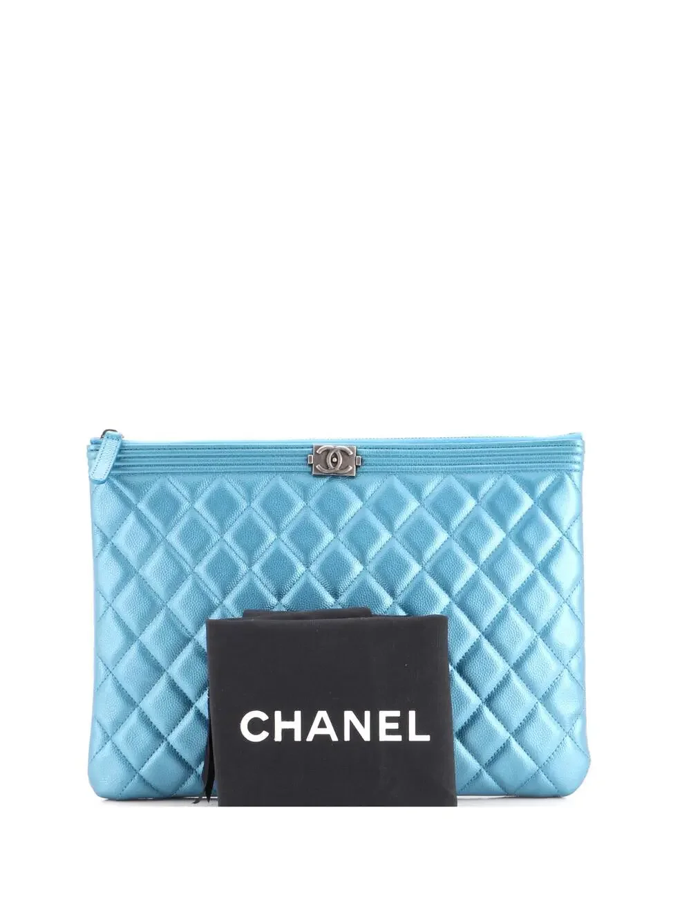 Chanel Boy O Case Clutch Quilted Caviar #322205C10B